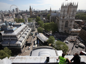 View of Westminster Abbey from the roof of Central Hall Westminster